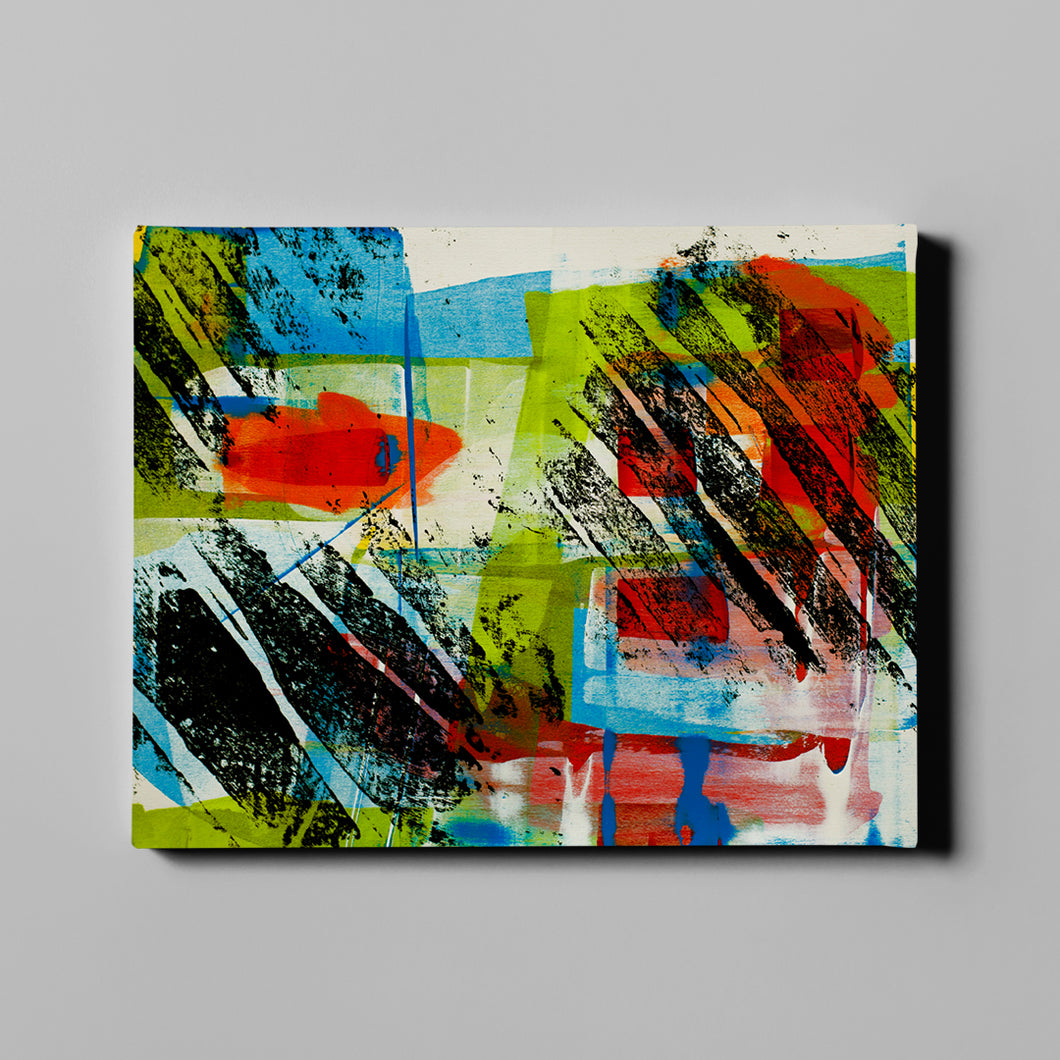 green blue and red modern abstract art on canvas