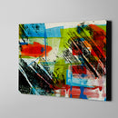 green blue and red modern abstract art on canvas