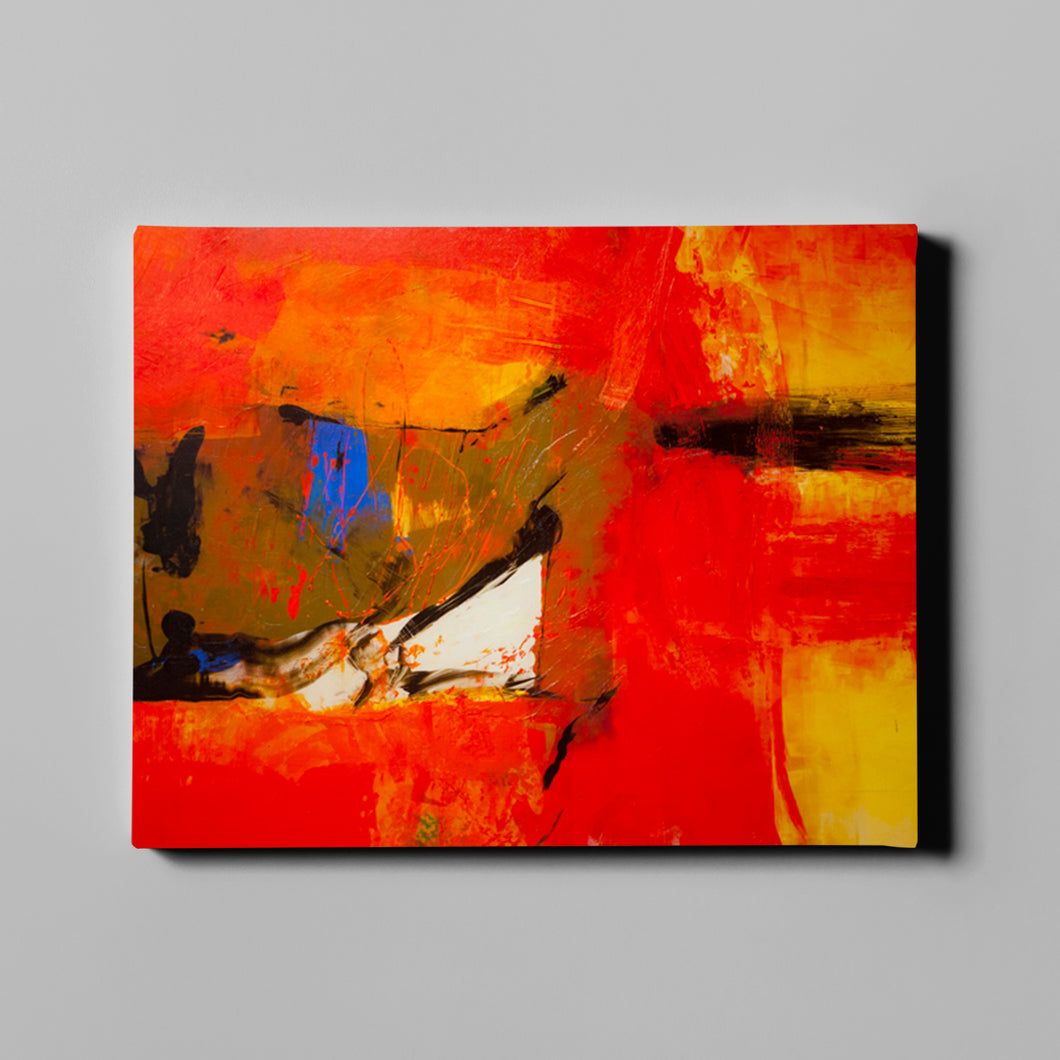 red orange and yellow modern abstract art on canvas