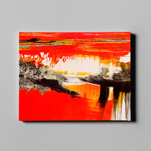 Load image into Gallery viewer, red white and black modern abstract on canvas
