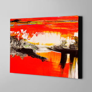 red white and black modern abstract on canvas