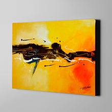 Load image into Gallery viewer, yellow orange and black modern abstract art on canvas
