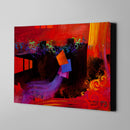 red and black modern abstract art on canvas