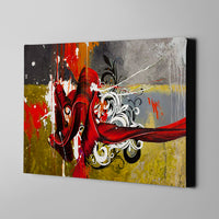 red yellow and gray abstract art on canvas