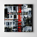 black white and red modern abstract art on canvas