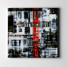 Load image into Gallery viewer, black white and red modern abstract art on canvas

