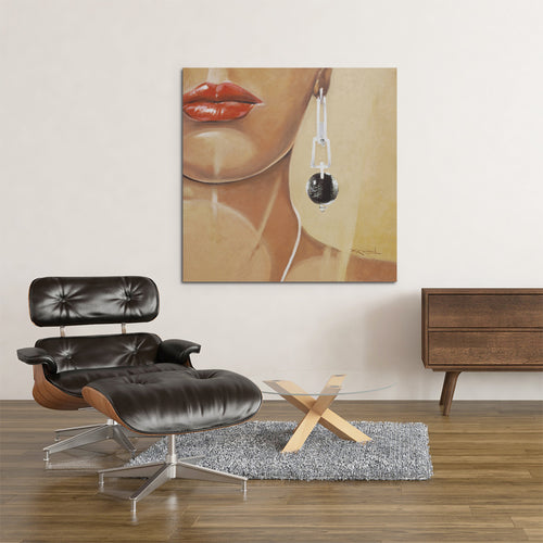 red lips figurative art on canvas