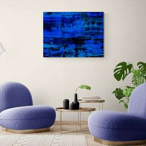 black and blue abstract art on canvas