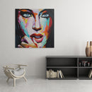 beautiful womens face with paint figurative art on canvas