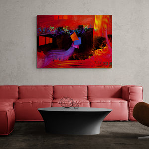 red and black modern abstract art on canvas