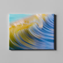 Load image into Gallery viewer, blue and yellow ocean wave art on canvas
