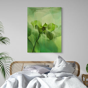 green abstract flower art on canvas