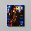 blue saxophone man art on canvas
