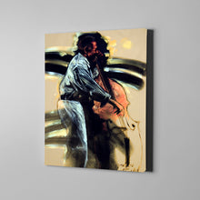 Load image into Gallery viewer, beige bass player jazz art on canvas

