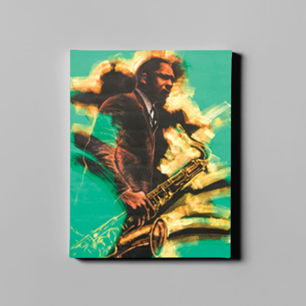 man playing saxophone jazz art on canvas