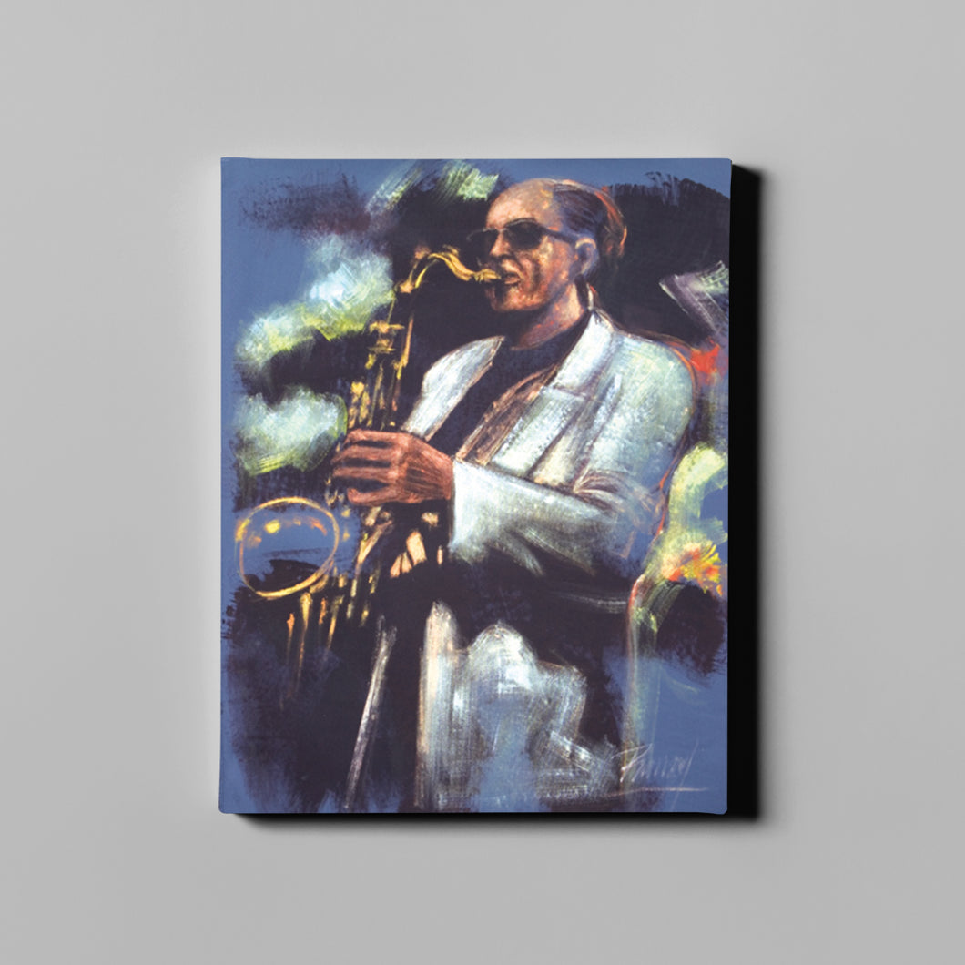 man playing saxophone art on canvas