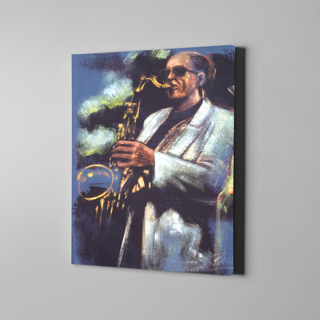 man playing saxophone art on canvas