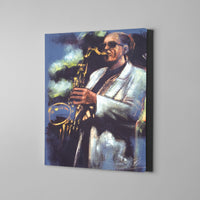 man playing saxophone art on canvas