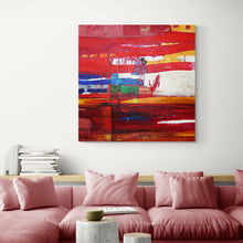 Load image into Gallery viewer, red and white modern abstract art on canvas
