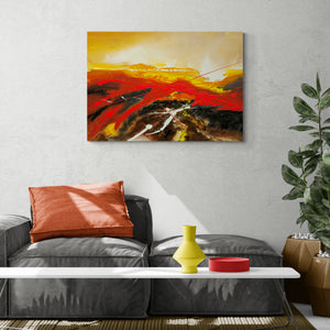 red yellow and black modern abstract art on canvas