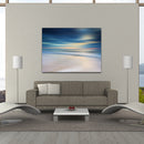 blue and white beach sunrise modern art on canvas