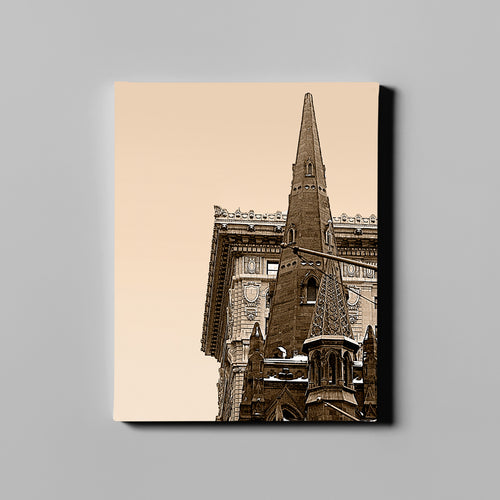 new york church black and white photograph on canvas