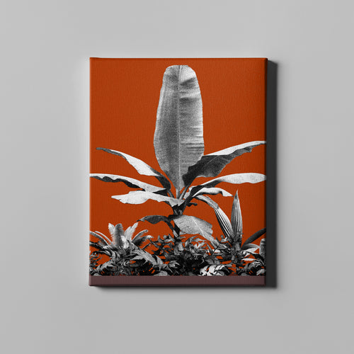 red banana leaf plant nature art on canvas