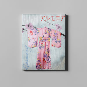 pink kimono japanese art on canvas