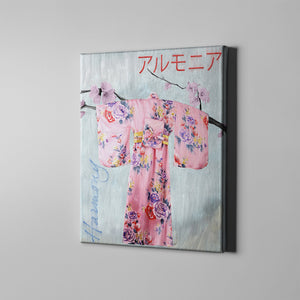 pink kimono japanese art on canvas