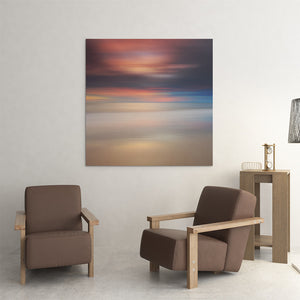 pink and blue beach sunset abstract art on canvas