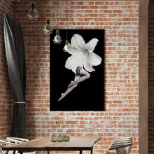 Load image into Gallery viewer,  Unlimited Art Project Figurative white-flower-black-stockings
