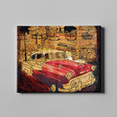 red cab vintage art on canvas