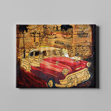 Load image into Gallery viewer, red cab vintage art on canvas

