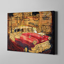 red cab vintage art on canvas