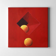 Load image into Gallery viewer, oranges on a red wall nature art on canvas

