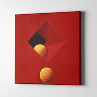 oranges on a red wall nature art on canvas
