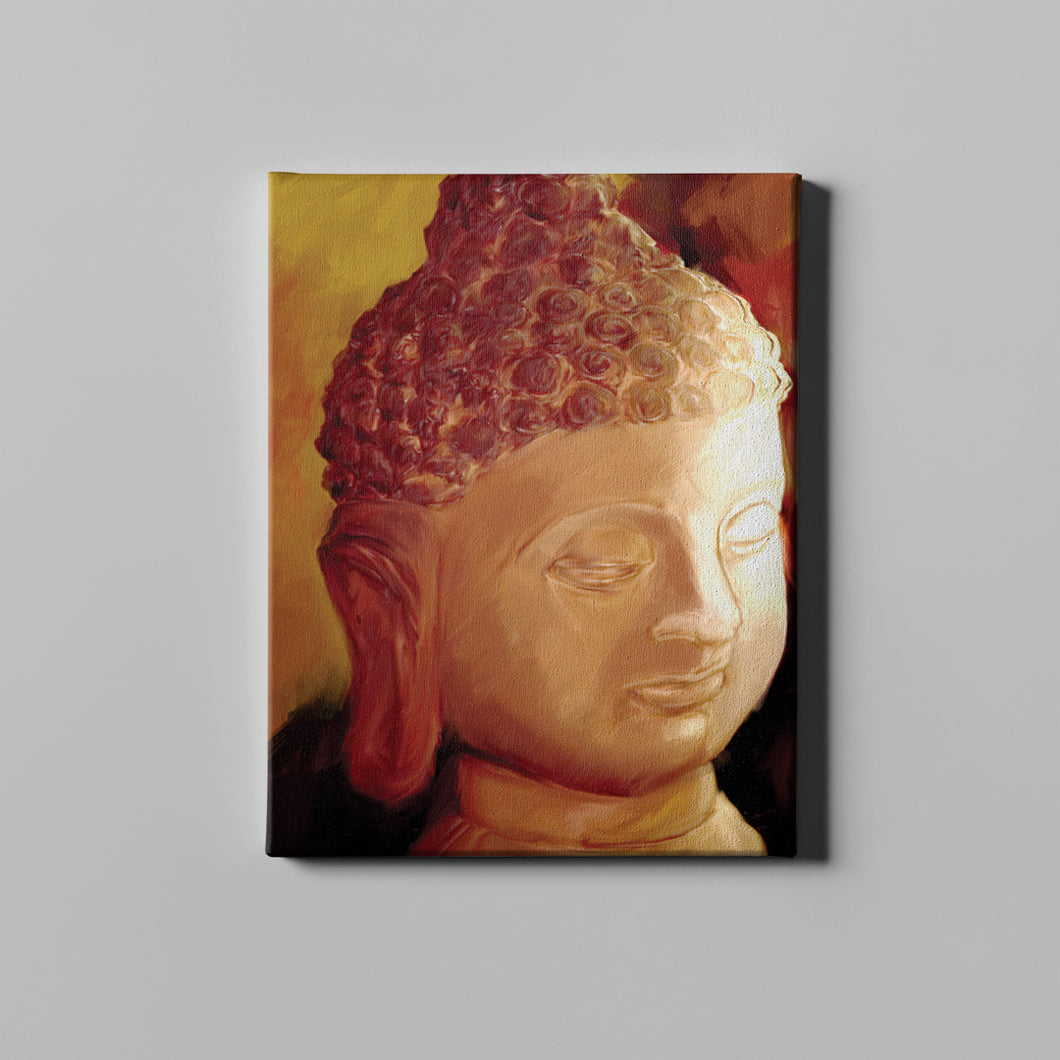 yellow and gold buddha art on canvas