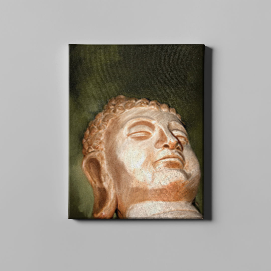 dark green buddha art on canvas