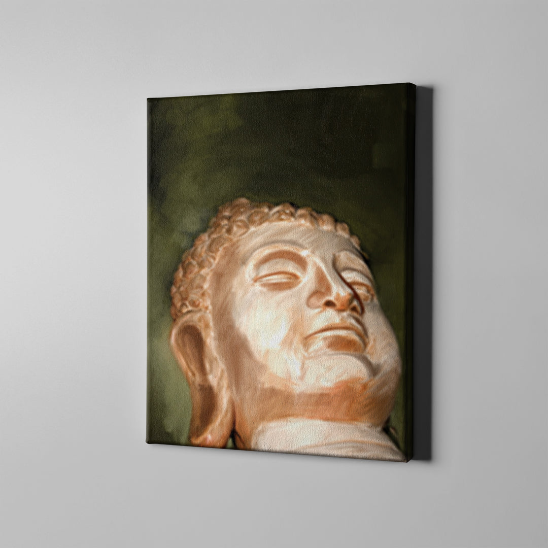 dark green buddha art on canvas