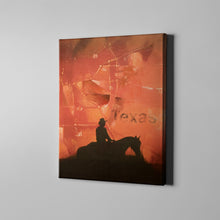 Load image into Gallery viewer, orange texas cowboy art on canvas
