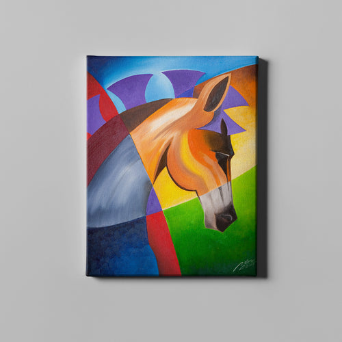 colorful head of horse contemporary art on canvas