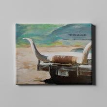 Load image into Gallery viewer, muscle car with bull horns western art on canvas
