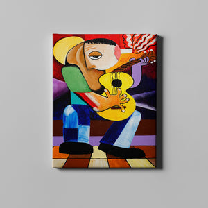 man holding acoustic guitar pop art on canvas
