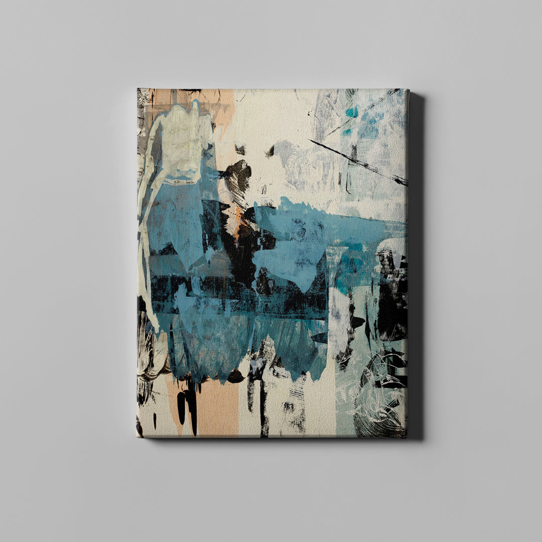 blue white and black modern abstract art on canvas