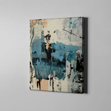 Load image into Gallery viewer, blue white and black modern abstract art on canvas
