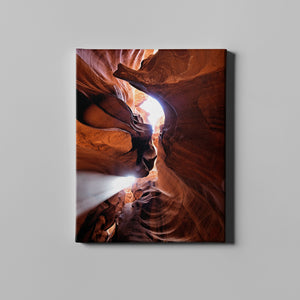 light shining through canyon photo on canvas