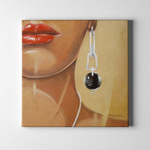 red lips figurative art on canvas