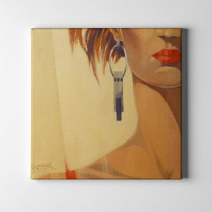 red lips figurative art on canvas