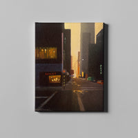 dark sunset city street art on canvas