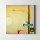 one way street sign with sun in the background art on canvas